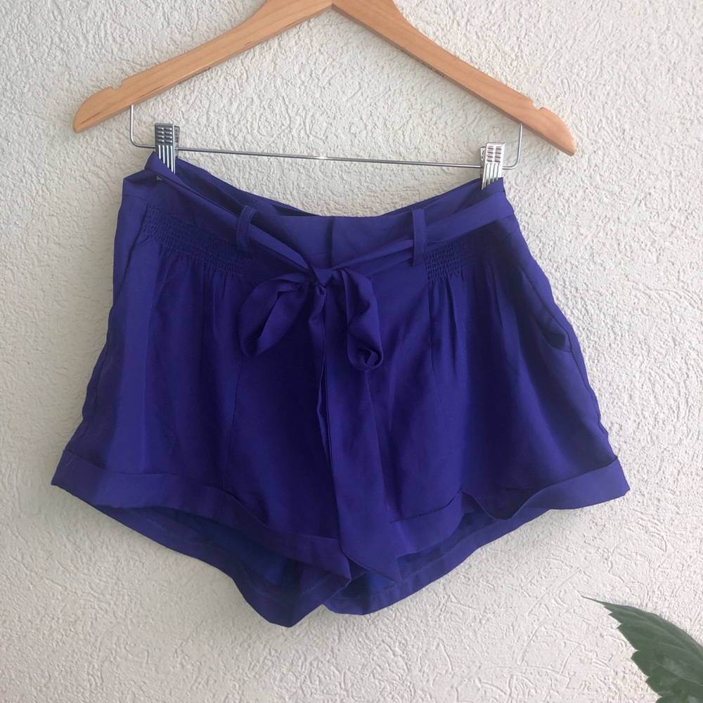 NWT MM Couture Purple Belted Shorts Silk Blend
